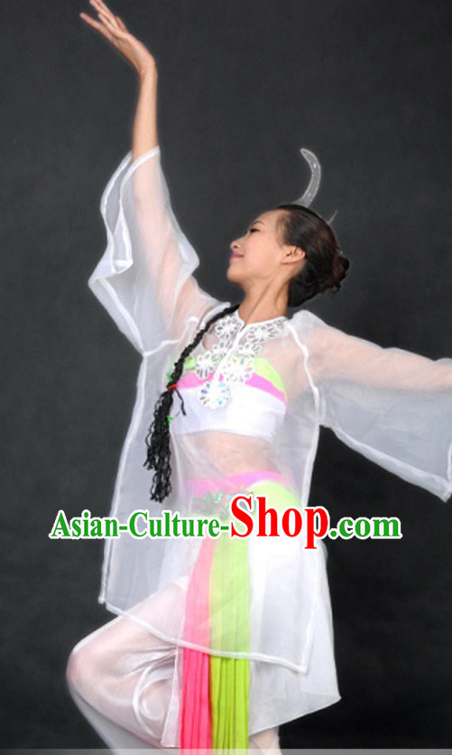 Traditional Chinese Classical Dance Costume and Headpiece for Women