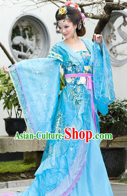 Traditional Chinese Blue Princess Clothing