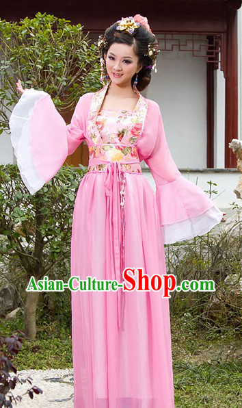 Traditional Chinese Pink Wide Sleeve Clothing for Women