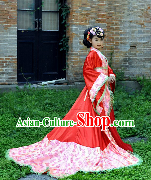 Ancient Chinese Red Long Tail Empress Costume for Kids