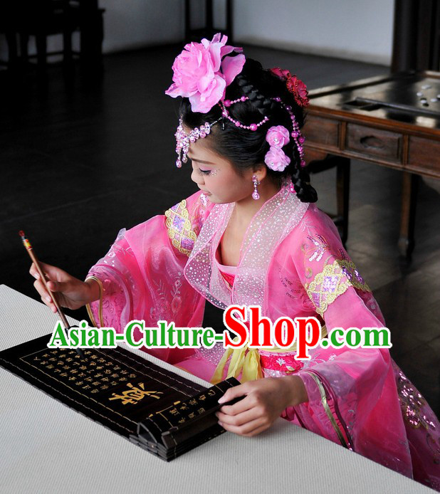 Ancient Chinese Pink Princess Costumes for Children
