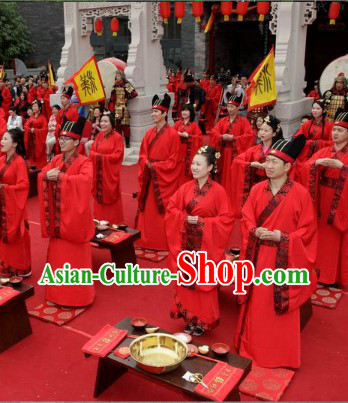 Ancient Chinese Wedding Clothing and Hat for Men and Women