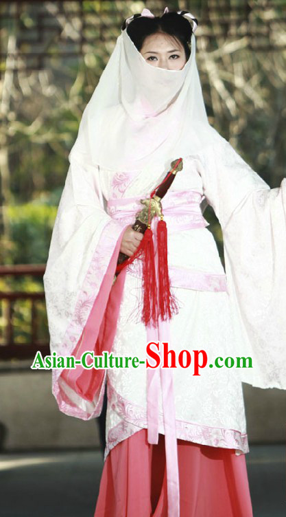 Ancient Chinese Knight Women Clothing and Veil