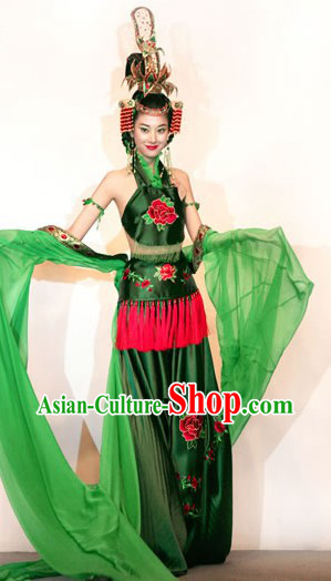 Ancient Chinese Princess Stage Performance Costume and Headpiece