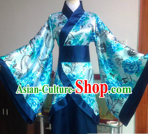 Ancient Chinese Blue Flower Clothing Complete Set for Women
