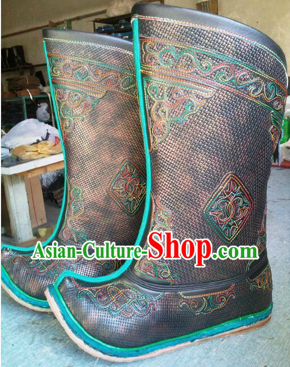 Handmade Classic Mongolian Cowhide Long Boots for Men