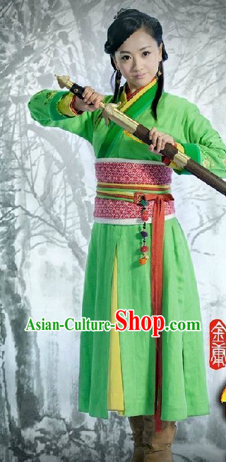 Ancient Chinese Green Kung Fu Costumes for Women