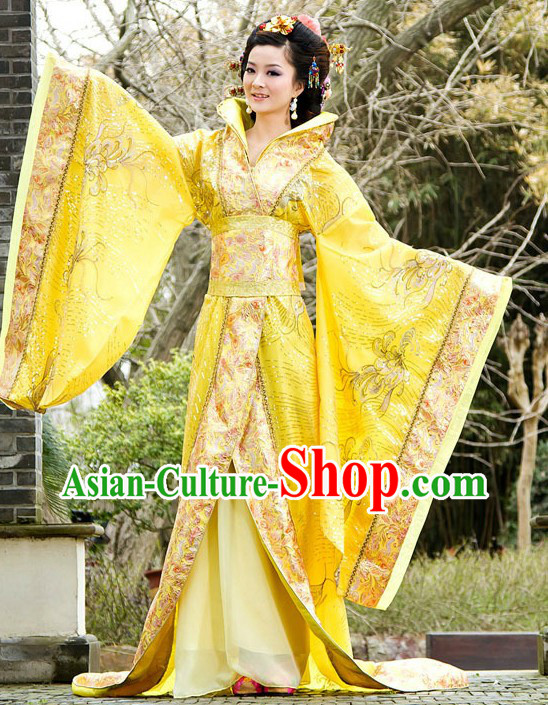 Ancient Chinese Golden Empress Costume Complete Set