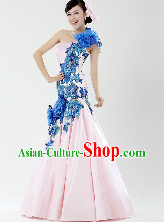 Chinese Light Pink Wedding Evening Dress