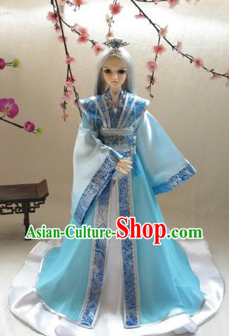 Ancient Chinese Blue and White Hanfu Clothing for Men
