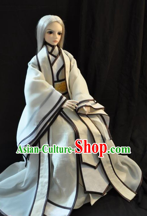 Ancient Chinese White Pure Man Costume