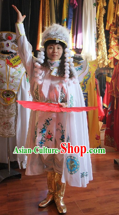 Chinese White Mask Changing Costumes Hat Boots Masks Complet Set for Women