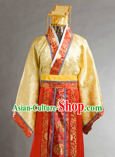 Chinese Folk Culture Yu Huang Da Di Jade Emperor Costume and Hat for Men