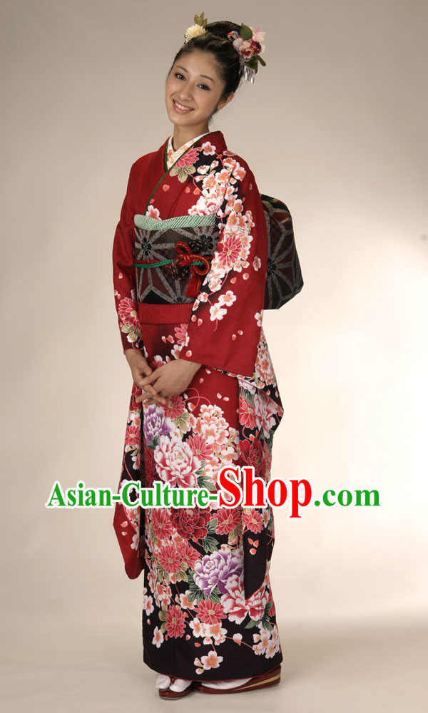 Japanese Classical Kimono Clothing Complete Set for Women