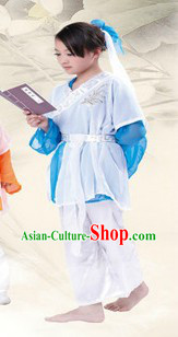 Ancient Chinese School Student Costume and Headpiece for Children