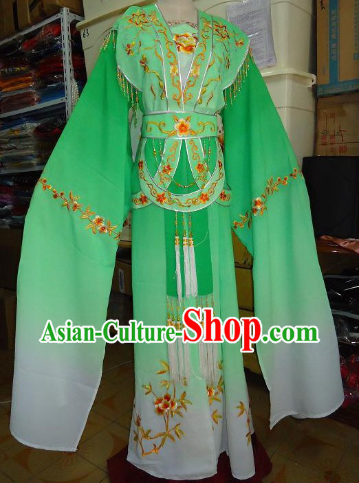 Ancient Chinese Opera Green Huadan Costume for Women
