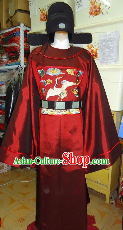 Ancient Chinese Ming Dynasty Official Costume and Hat for Men