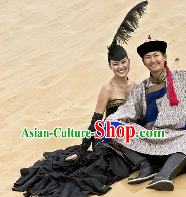 Ancient Mongolian Clothing and Hat for Men and Women