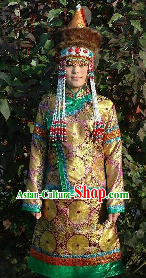 Traditional Chinese Mongolian Clothing and Hat for Women