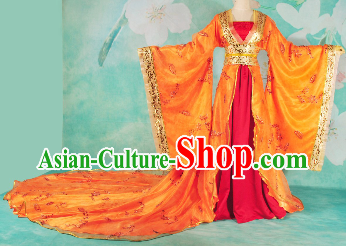 Ancient Chinese Palace Empress Clothing with Long Tail for Women