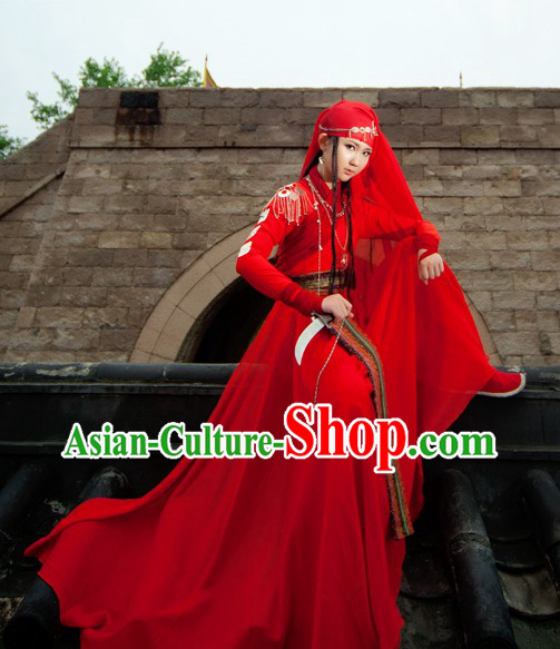 Ancient Chinese Tian Shan Original Tribe Princess Costumes and Headpiece