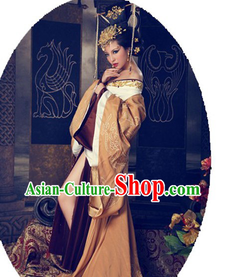 Ancient Chinese Han Dynasty Empress Costume and Headpiece