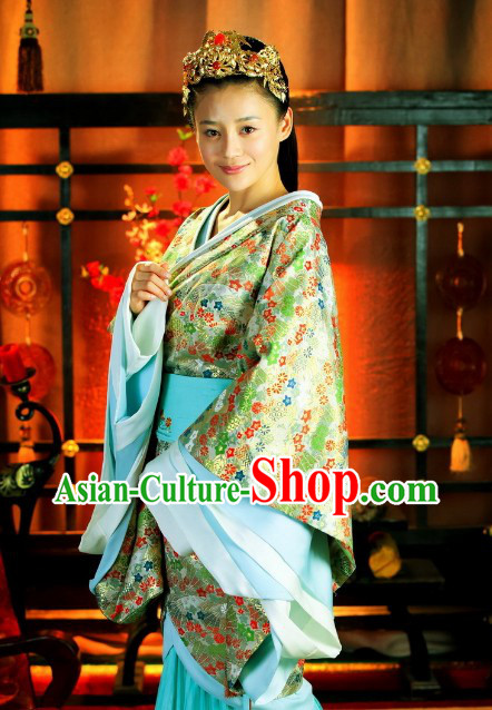 Historic TV Drama Beauty World Han Princess Costumes with Long Tail
