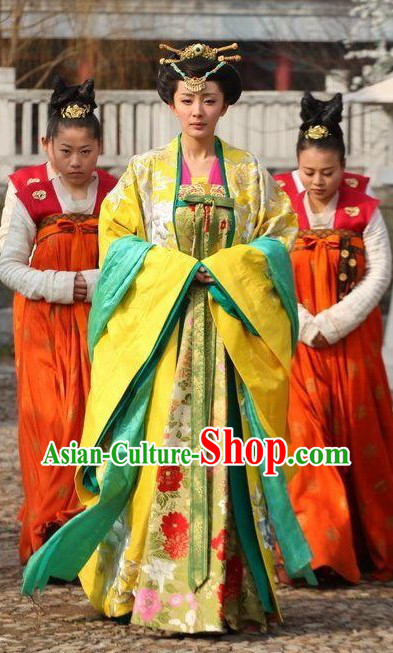 Ancient Chinese Tang Dynasty Princess Clothing and Headpiece Complete Set