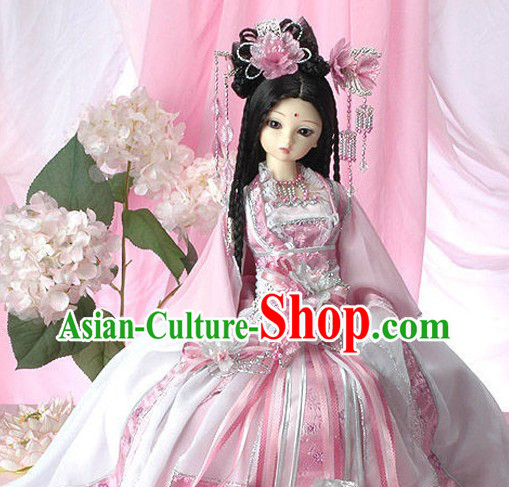 Ancient Chinese Princess Pink Clothing and Hair Accessories