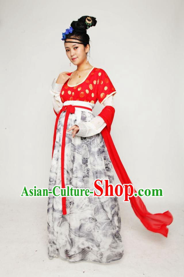 Ancient Chinese Tang Dynasty Maid Clothing Complete Set for Women