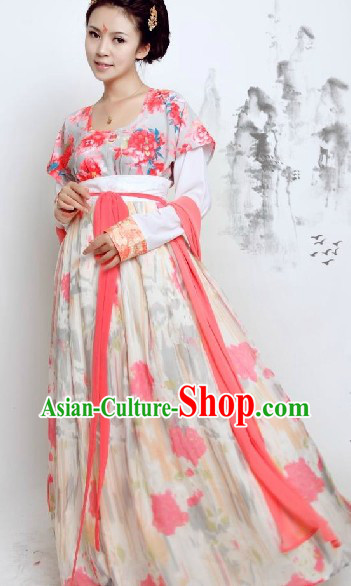 Ancient Chinese Tang Dynasty Female Clothing Complete Set for Women