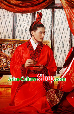 Ancient Chinese Lucky Red Bridegroom Wedding Dress