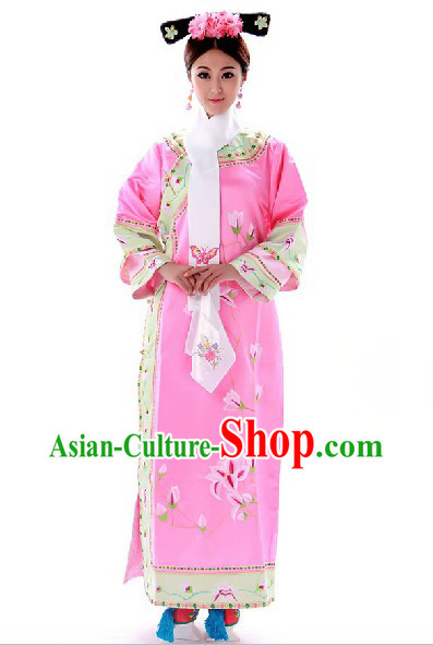 Chinese Manchu Qing Dynasty Pink Princess Costumes for Women