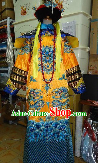 Chinese Qing Dynasty Empress Costume and Phoenix Crown Complete Set
