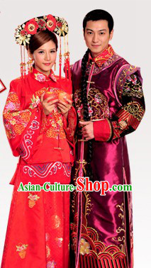 Ancient Chinese Princess  and Her Bridegroom Wedding Dresses Complete Set