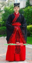 Ancient Chinese Han Palace Prime Minister Costume and Hat