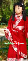 Han Dynasty Red Hanfu Clothing for Children
