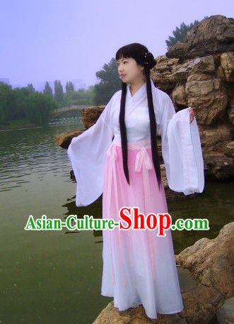 Ancient Chinese White Hanfu Costumes for Lady