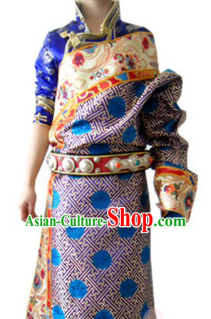 Traditional Chinese Female Tibetan Robe Complete Set