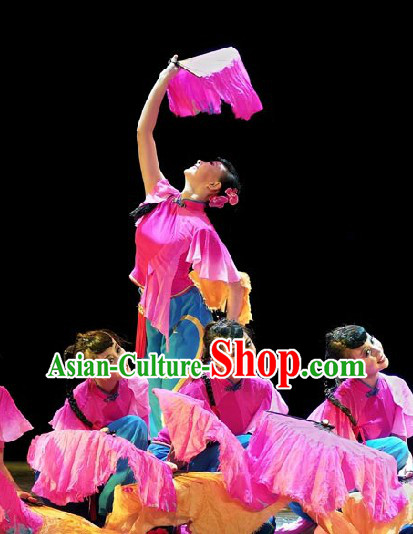 Traditional Chinese Butterfly Fan Folk Dance Costumes for Women