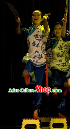 Traditional Chinese Folk Woman Female Group Dance Costumes