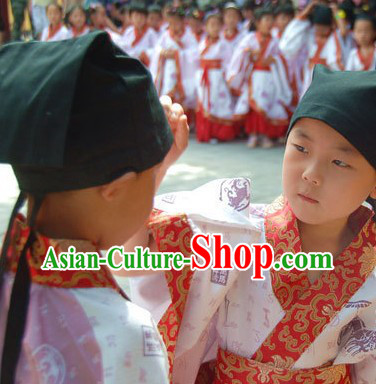 Ancient Chinese School Student Costumes Three Pieces Set for Kids
