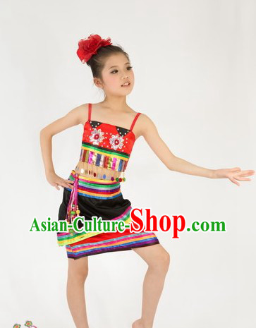 Traditional Chinese Dai Nationality Dance Costumes for Kids