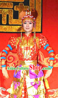 Ancient Chinese Mongolian Princess Costumes and Hat