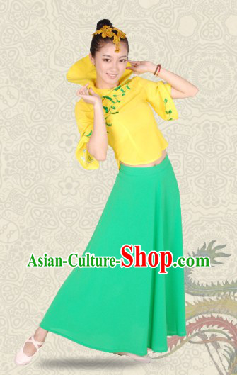 High Collar Chinese Classical Dance Costumes and Headwear for Women