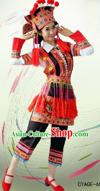 Traditional Chinese Hua Yao Dai Costume and Headwear for Women