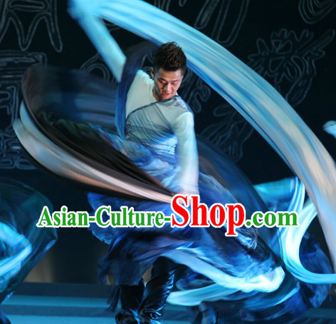 Traditional Chinese Long Sleeves Oil Painting Dance Costumes for Men