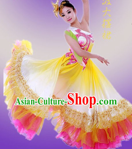 Big Festival Celebration Stage Performance Dance Costume and Headwear for Women