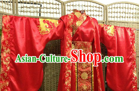 Traditional Chinese Dragon Wedding Attire and Hair Accessories Complete Set for Bridegroom