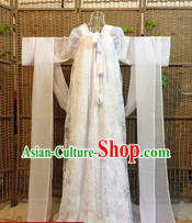 Ancient Chinese White Tang Dynasty Female Ruqun Clothes for Ladies